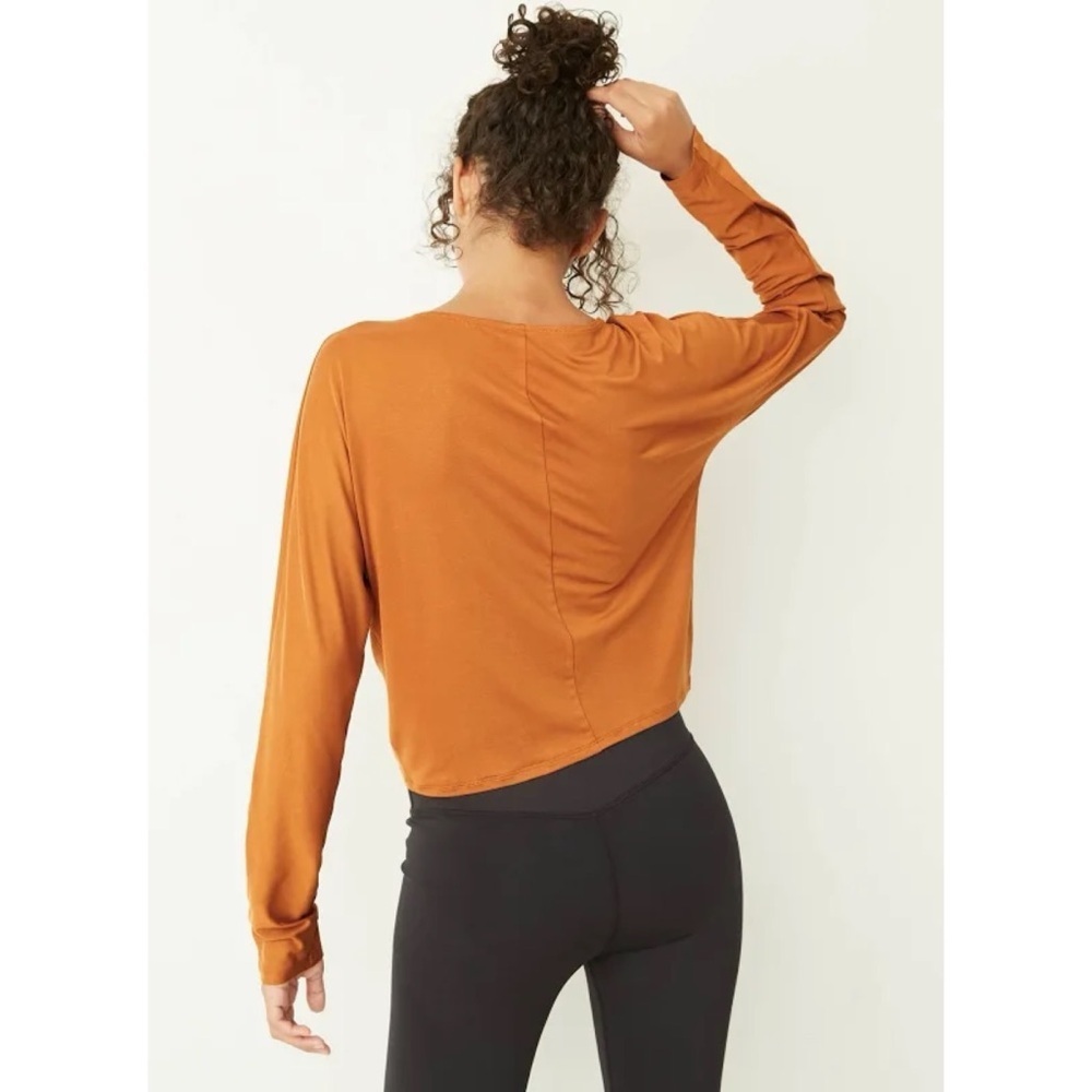 JoyLab Women’s V-Neck Cinched Front Long Sleeve Top - Burnt Orange, Size M - Picture 13 of 13